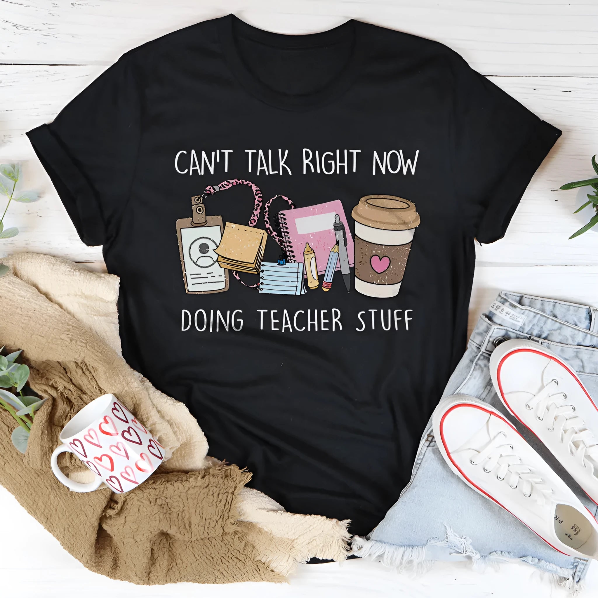 Black cotton summer T-shirt with loose fit and short sleeves on mannequin
