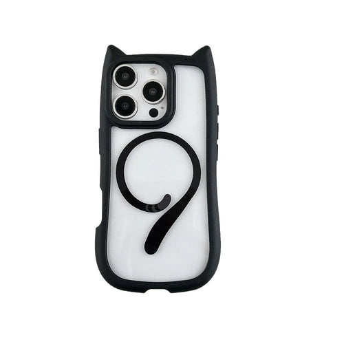 Clear acrylic TPU magnetic phone case for iPhone 17 series showing black, blue, grey and pink colour options