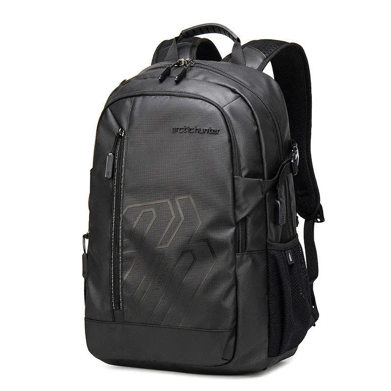 18-inch plaid pattern casual computer backpack with curved shoulder strap in blue colour