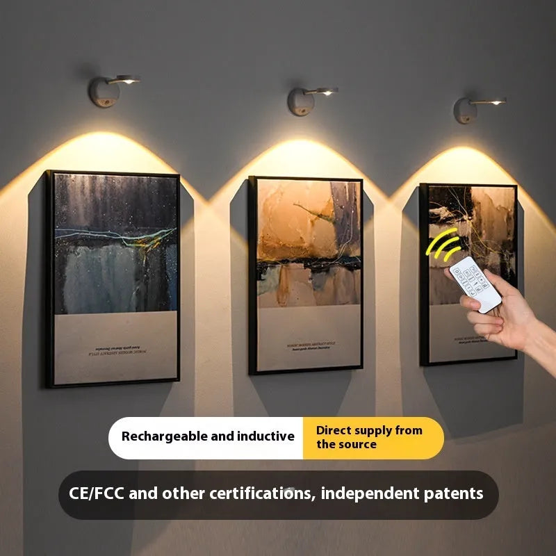 Geometric rechargeable wall lamp in modern design with remote control for wireless indoor lighting