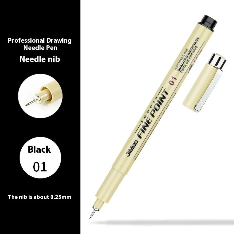 Needle drawing pen with syringe cartoon design, 133mm long with waterproof black ink