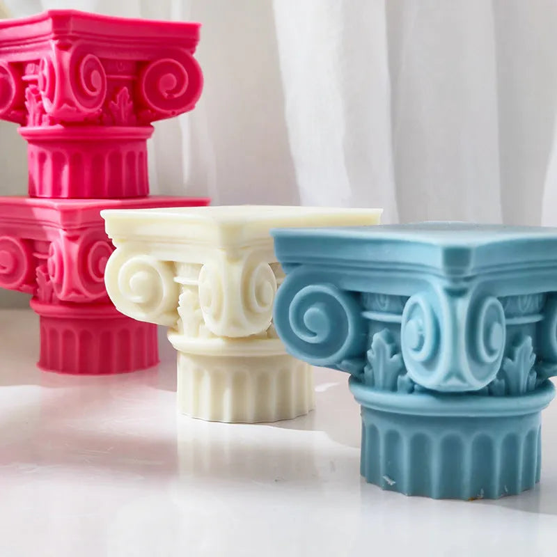 Roman pillar silicone mould measuring 27.1cm with irregular column shape