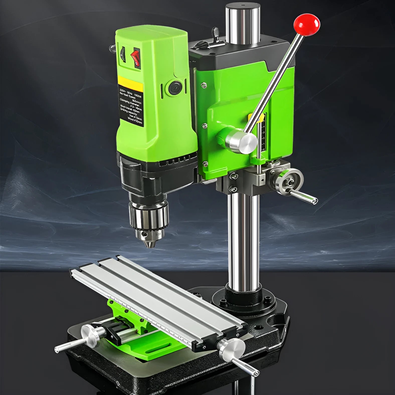 Bench drilling machine with cross bench pliers on workbench