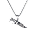 Men's silver skull necklace with stainless steel chain and alloy pendant
