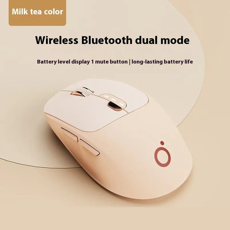 Mute wireless Bluetooth mouse in Matcha Green colour with five-button layout on office desk