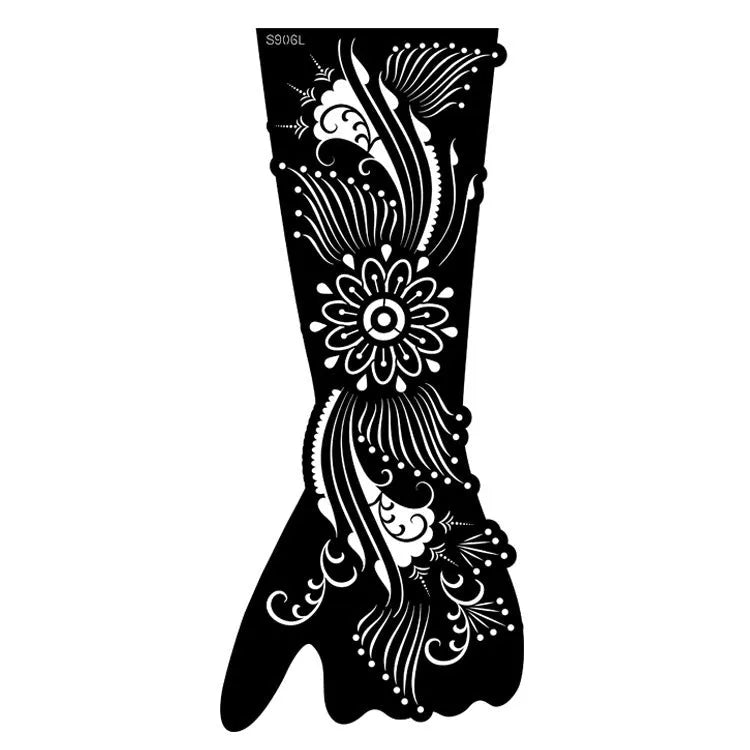 Geometric hollow template tattoo sticker with machine-cut edges and three-dimensional paper carving texture