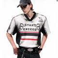 Women's V-neck short sleeve top with printed letter snake pattern and padded shoulders in Korean style.