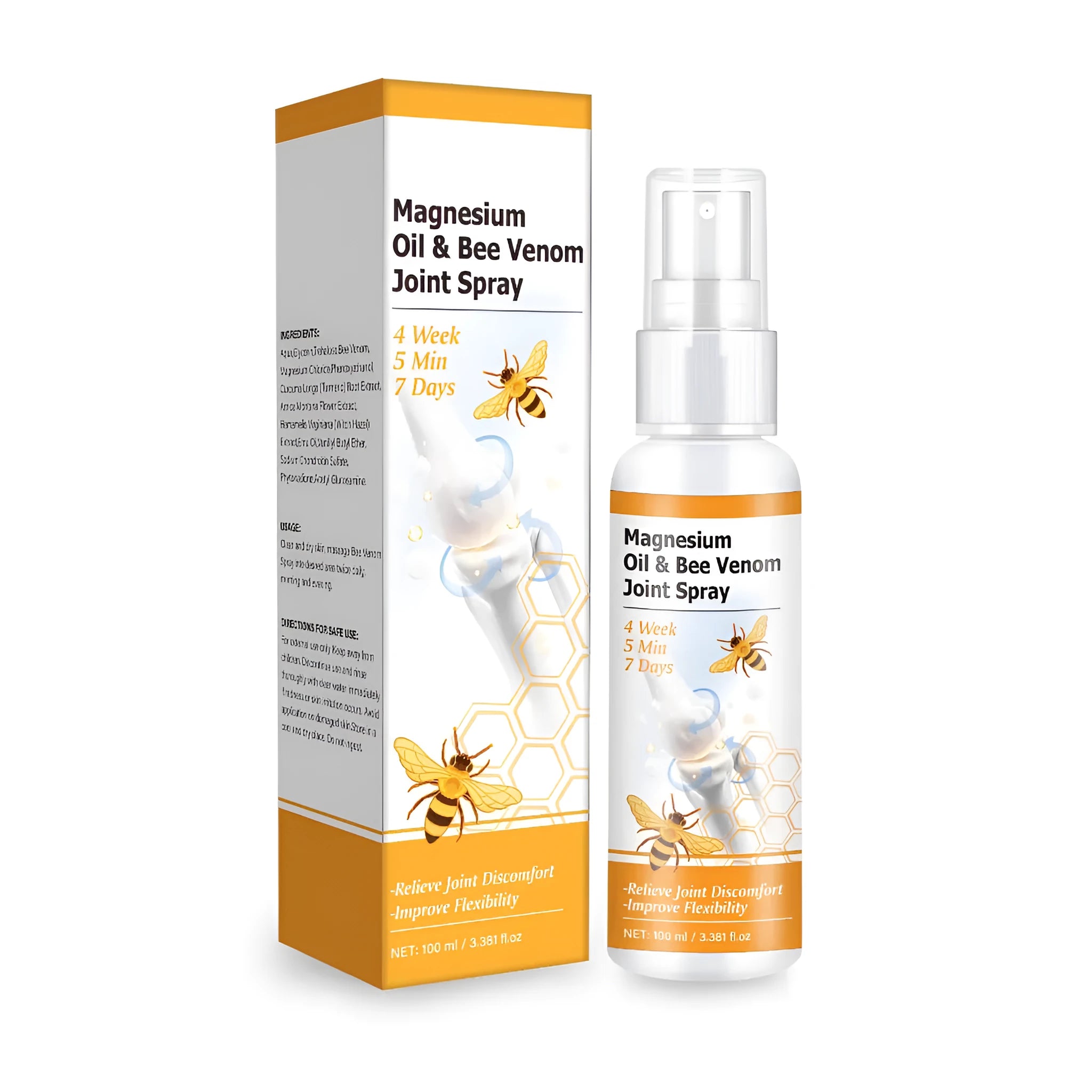 Magnesium oil bee joint spray gel bottle 100ml for topical joint and muscle care