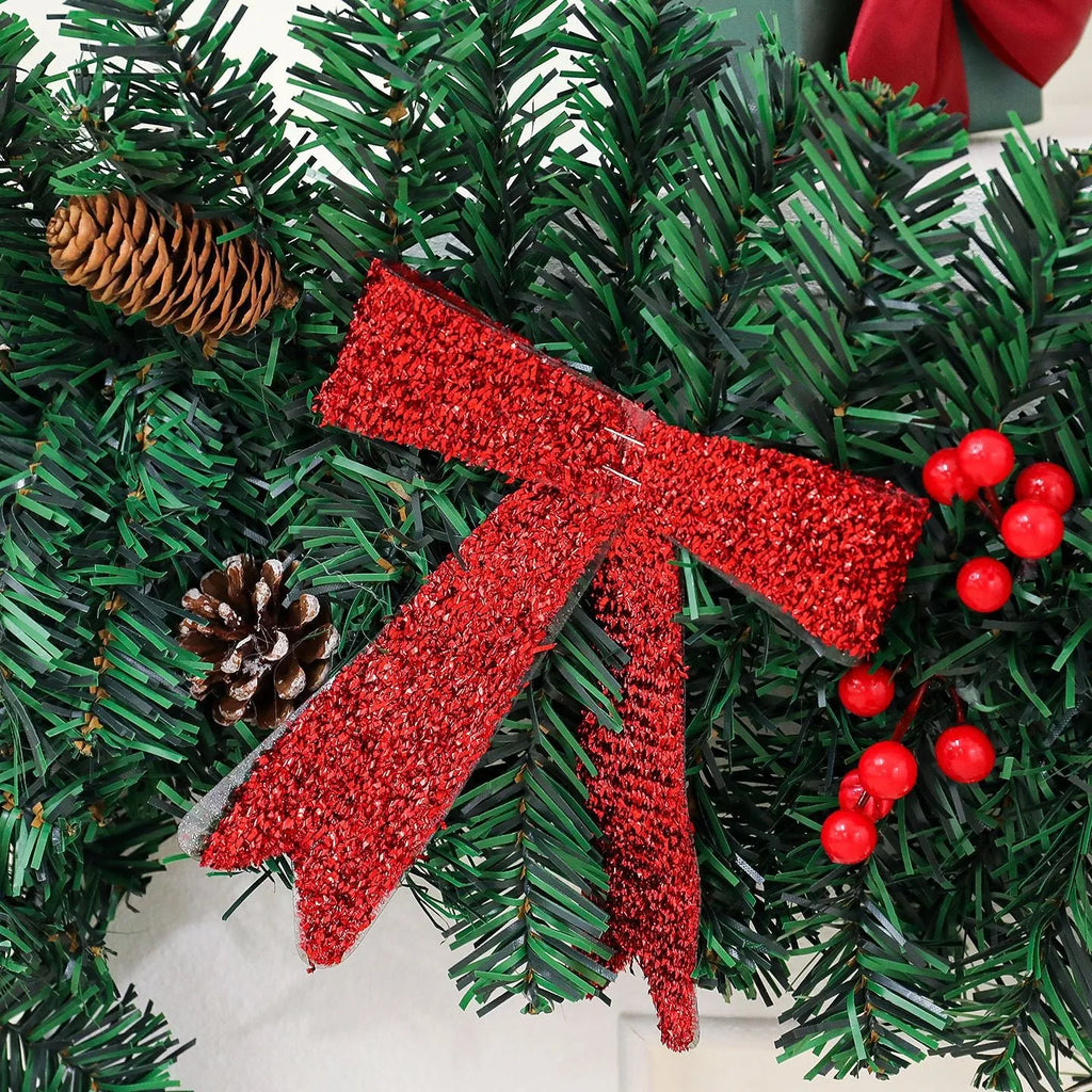 Christmas rattan decorative cane with pine cone bow in European style design