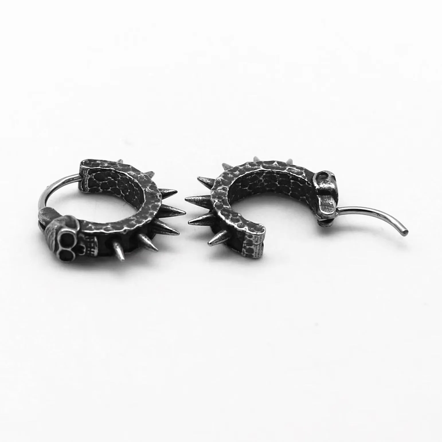 Black retro geometric motorcycle-themed punk earrings with copper-coloured alloy construction