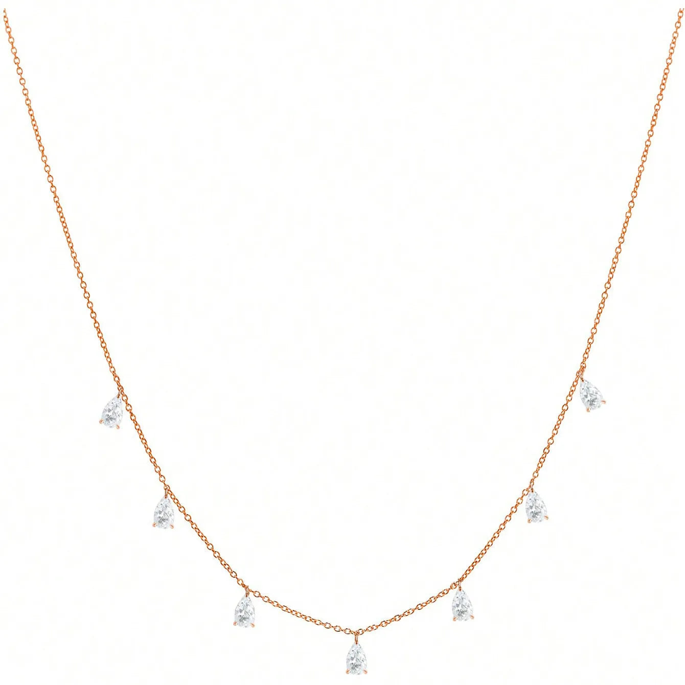 Gentle drop-shaped artificial zircon pendant on an adjustable O-chain necklace in 925 silver.