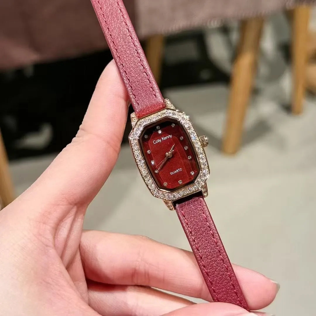 Women's alloy watch with Chinese-style design options like camellia and octagonal patterns, 8mm thick case.