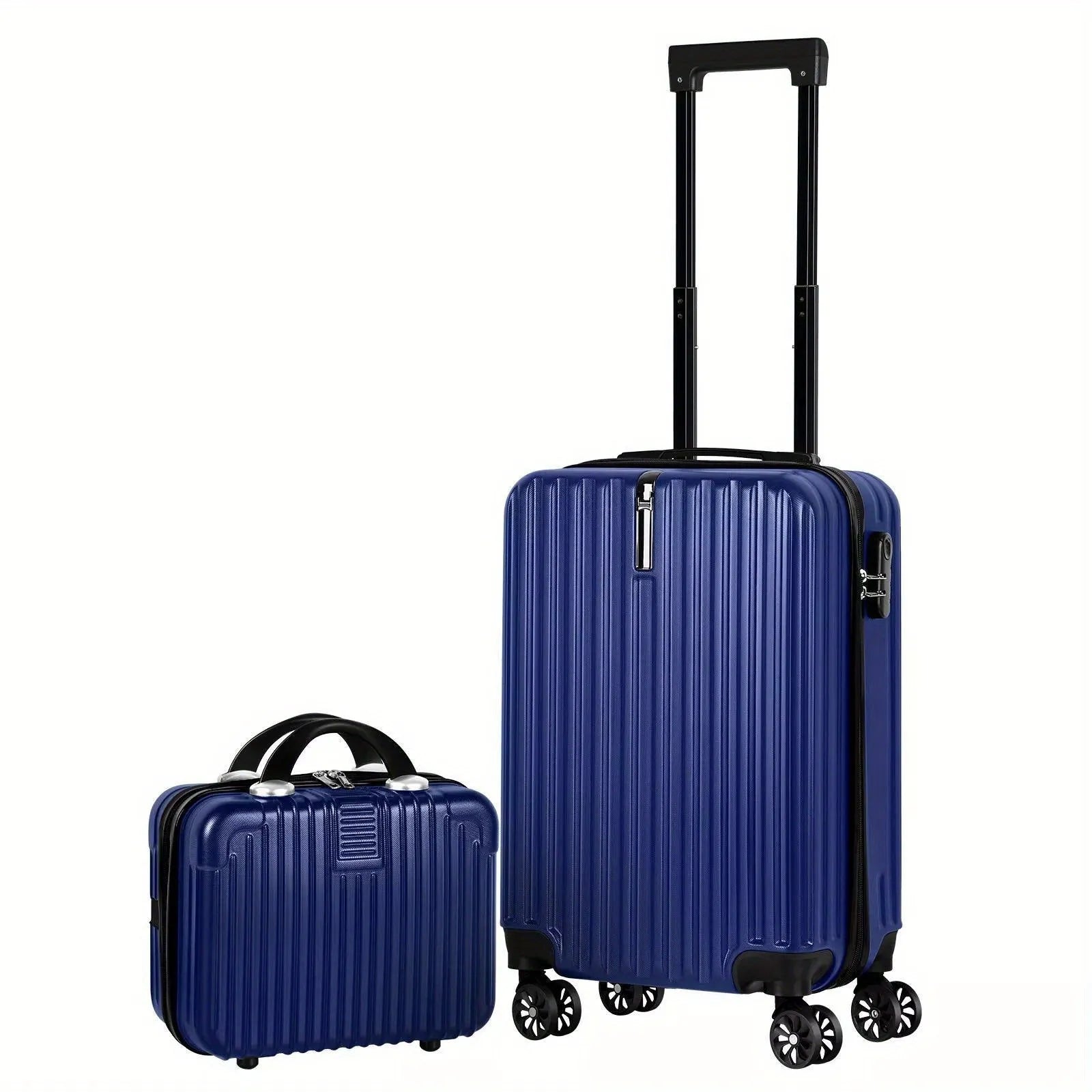 Aluminium alloy luggage and mini box travel set showing 14-inch and 20-inch matching trunks.