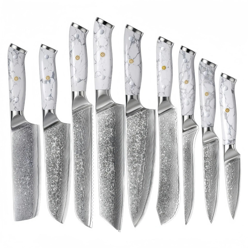 Damascus combined chef knife with VG10 steel blade and modern simple design for kitchen use