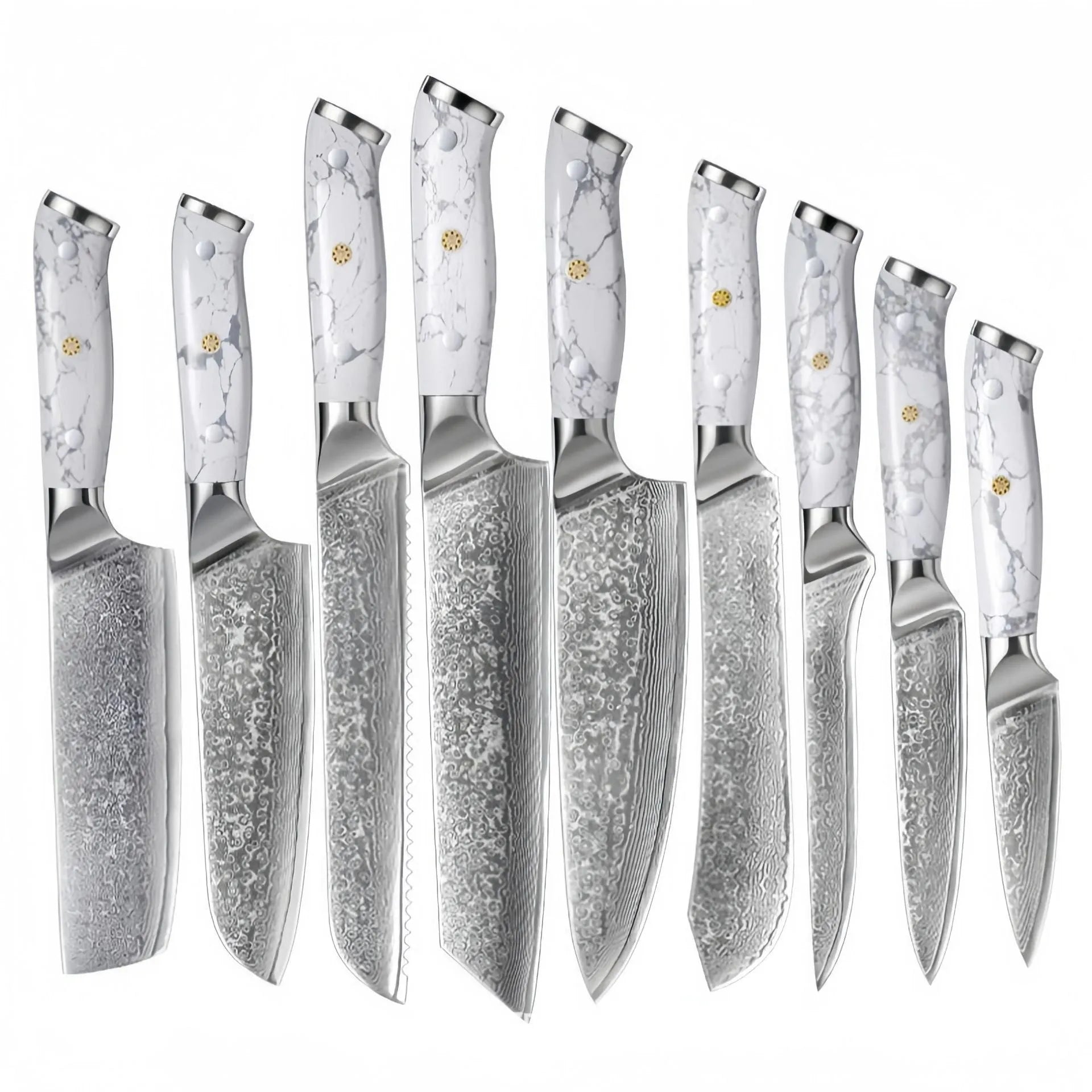 Damascus combined chef knife with VG10 steel blade and modern simple design for kitchen use
