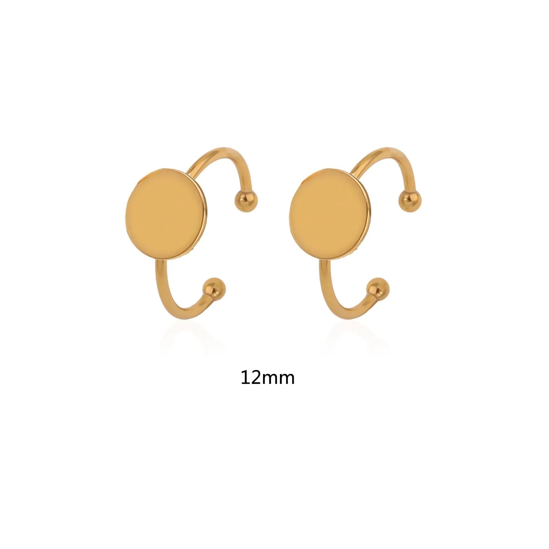 Golden electroplated stainless steel ring settings in various shapes and sizes with ring holder for DIY jewellery