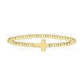 Women's adjustable stainless steel beaded bracelet with geometric round charm in six colour options