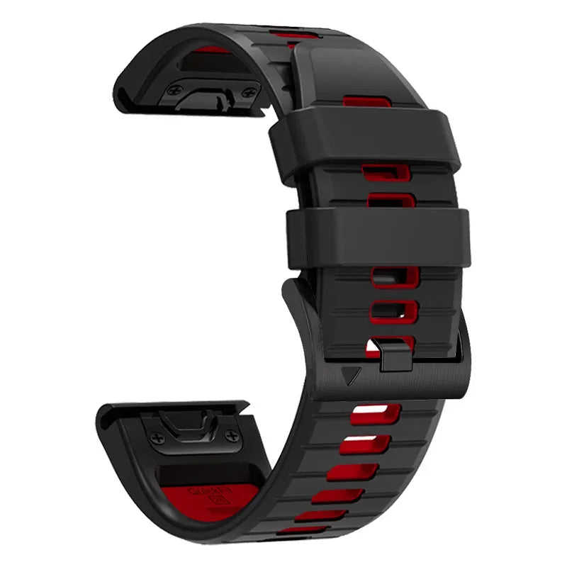 Two-colour quick release silicone strap for Garmin Fenix watch in Army Green Black