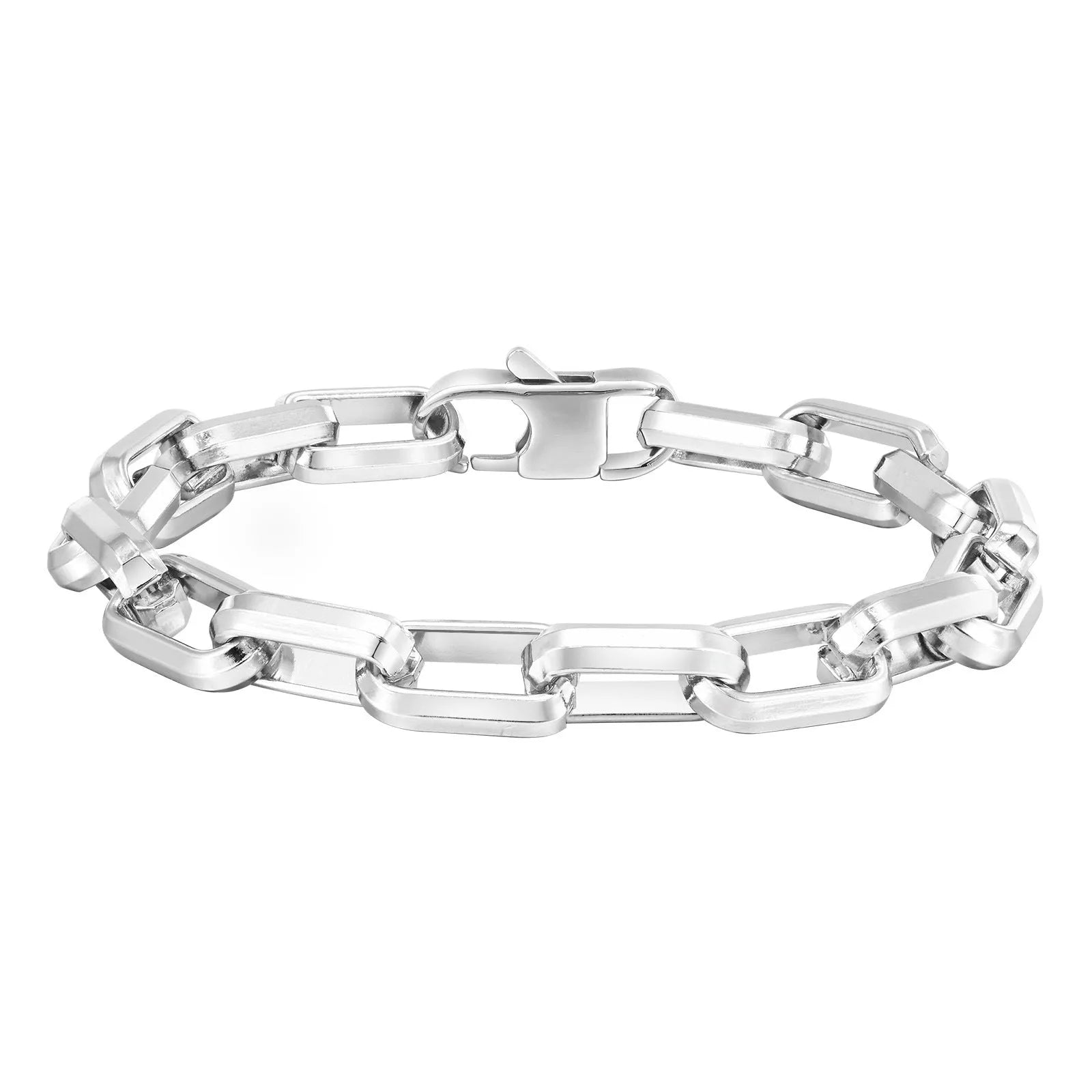 Men's titanium steel bracelet with square chain links in black, gold, retro or steel colours