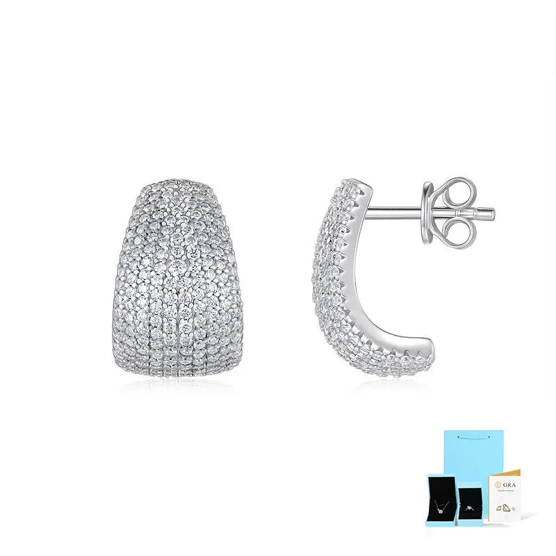 Geometric S925 sterling silver ear studs for women with hypoallergenic alloy construction