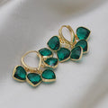 Green heart shaped Korean style ear clip earrings with alloy gemstone inlay