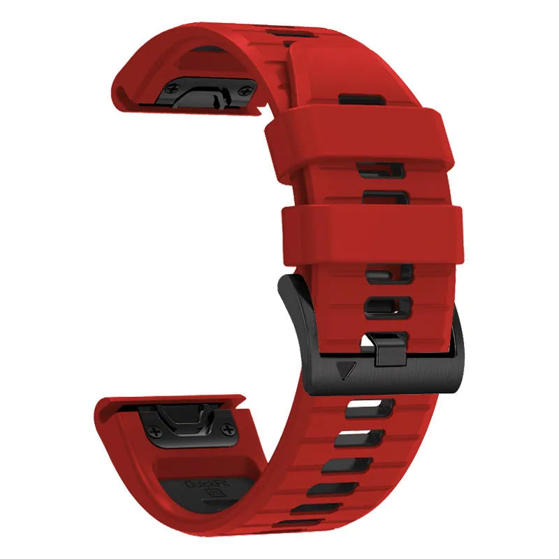 Two-colour quick release silicone strap for Garmin Fenix watch in Army Green Black