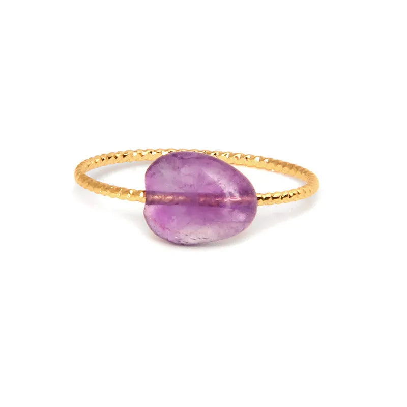 Geometric agate ring with polished cabochon stones in original niche design for women
