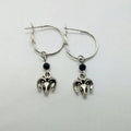 Silver Tibetan antelope inspired round ring earrings for women