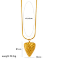 Stainless steel fruit pendant necklace showing colour options apple, grape, watermelon, banana, pineapple, strawberry.
