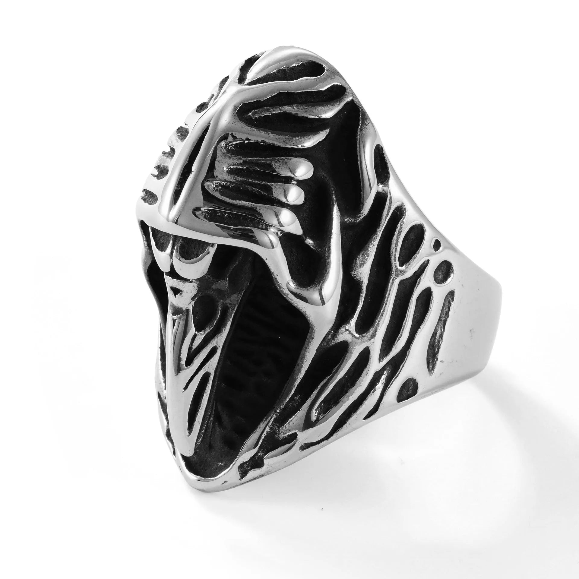 Stainless steel crow design geometric punk ring in MR166 colour