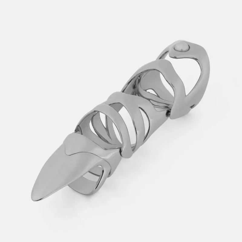 Silver alloy punk armour finger stall jewellery piece for alternative fashion