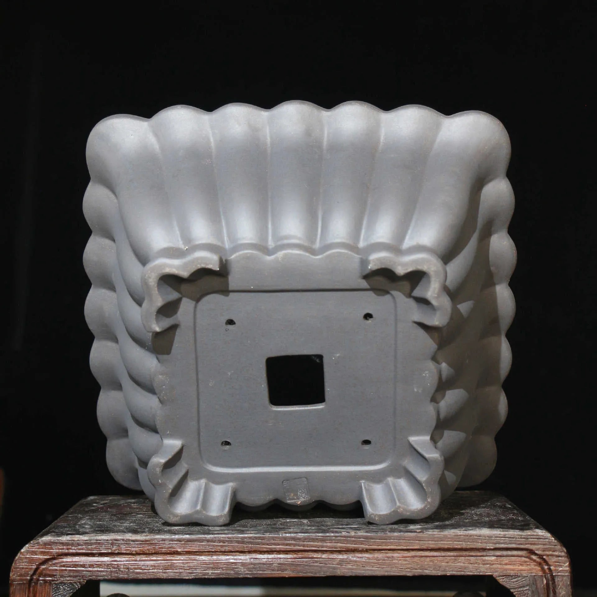 Square purple sand ceramic flower pot with classical design for desktop plant display