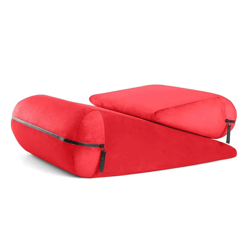 High density sponge triangle wedge pillow with embroidery detail in choice of five colours.