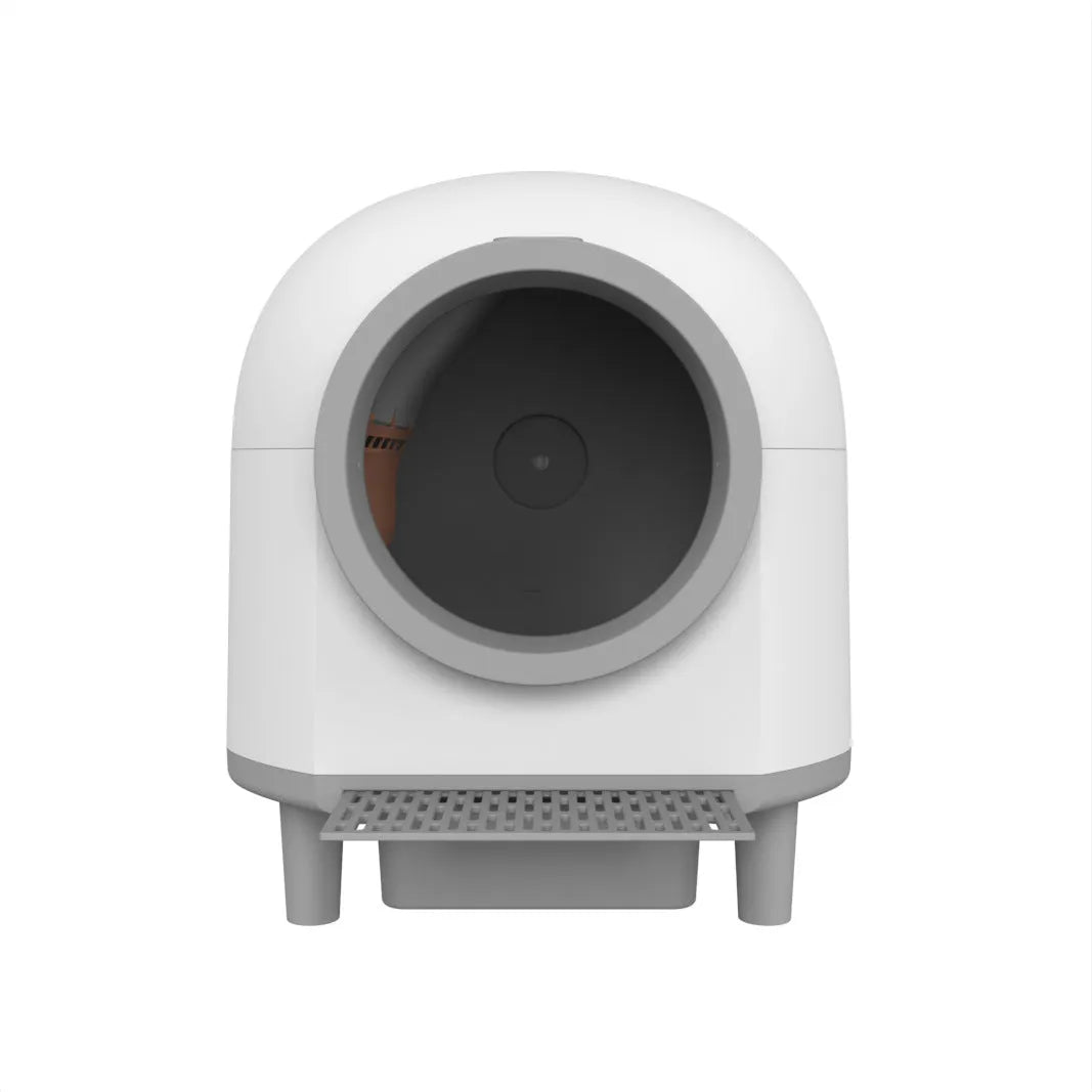 White automatic enclosed cat litter box with self-cleaning function for cats 1-10kg