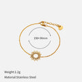 Sunflower series women's necklace and bracelet set with 14K gold plating on stainless steel