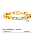 Men's titanium steel bracelet with square chain links in black, gold, retro or steel colours
