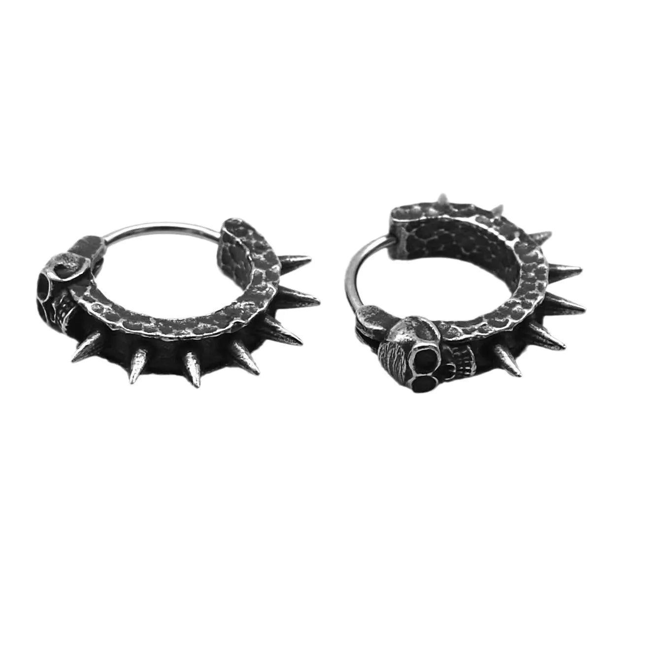Black retro geometric motorcycle-themed punk earrings with copper-coloured alloy construction