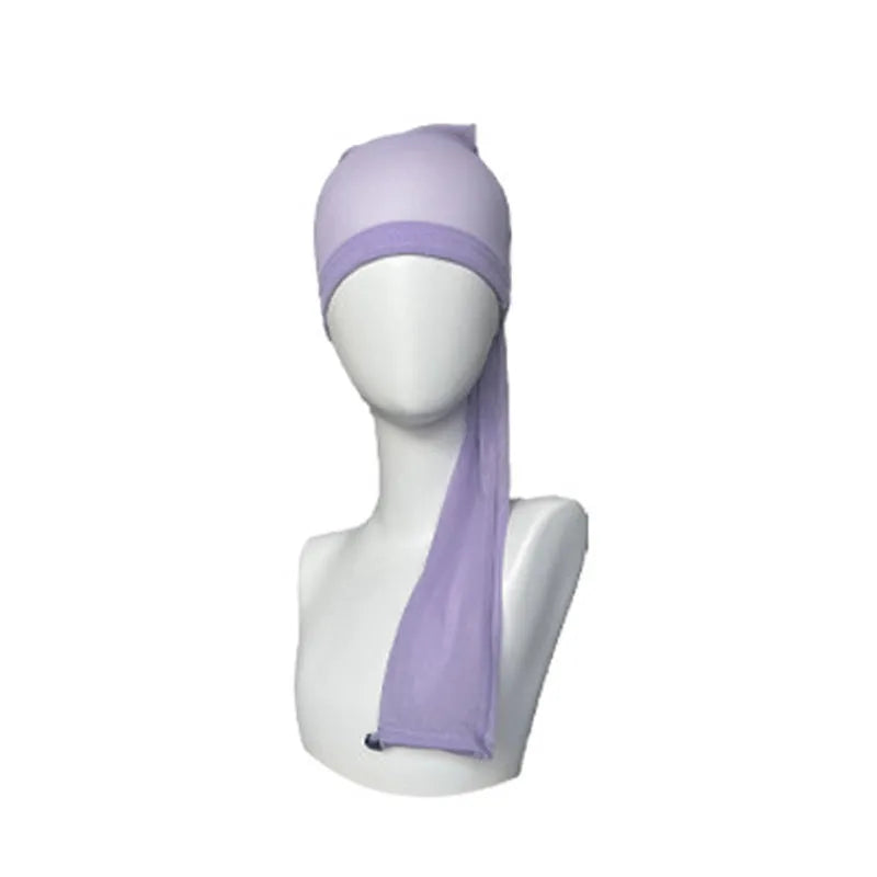 Spandex mesh wig cap in oversleeve design showing stretchable material in seven colour options