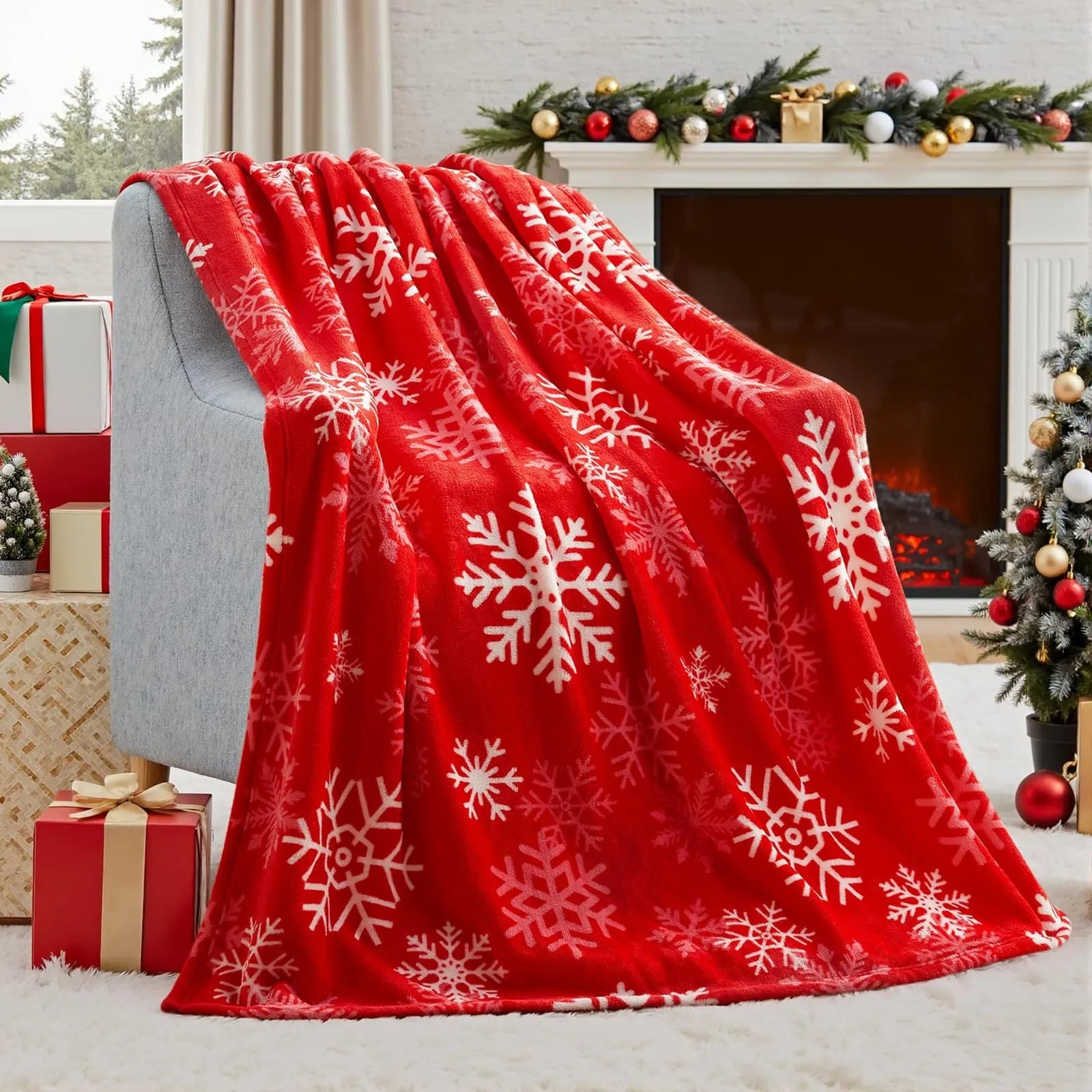 Christmas flannel blanket in polyester fibre available in multiple sizes with soft texture