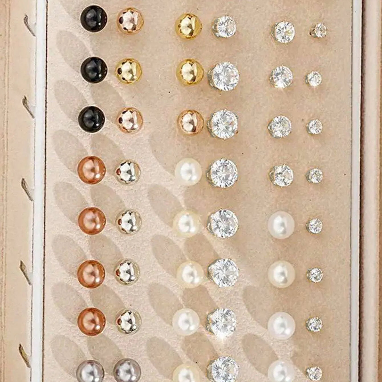 108-piece geometric pearl earrings set in gold and yellow electroplated alloy