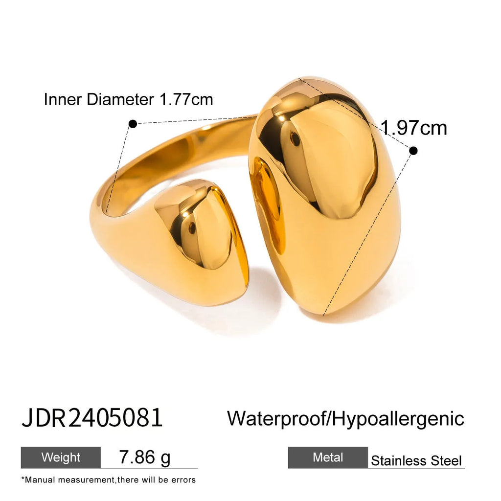 Stainless steel exaggerated geometric open ring with electroplated finish