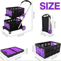Blue foldable shopping cart with two plastic baskets, shown in its unfolded state.