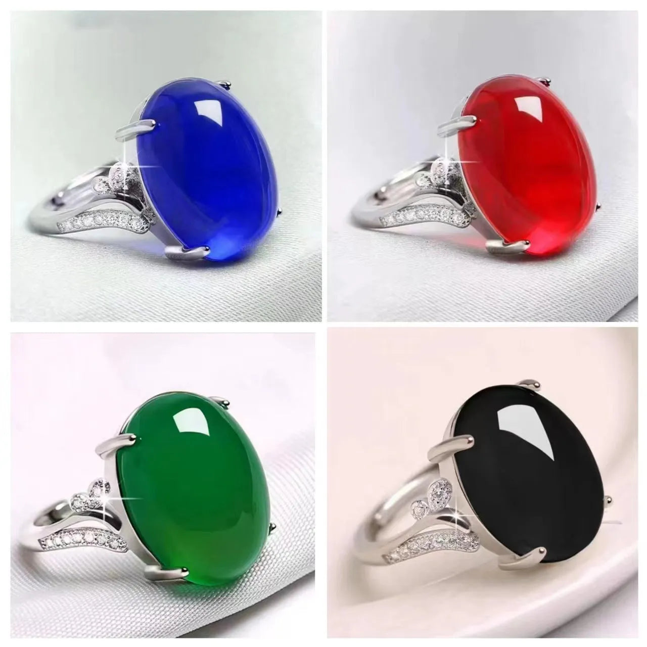 Geometric ethnic-style adjustable ring with a natural sapphire stone in one of five colours.