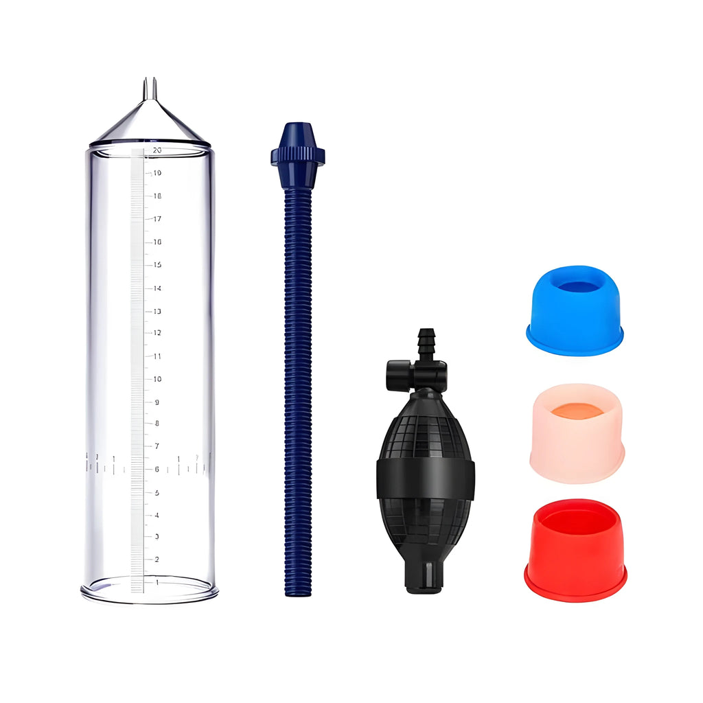 Custom male silicone cover and parts for a penis simulator exercise machine.