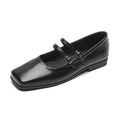 Women's genuine leather Mary Jane shoes with cross buckle strap and flat heel