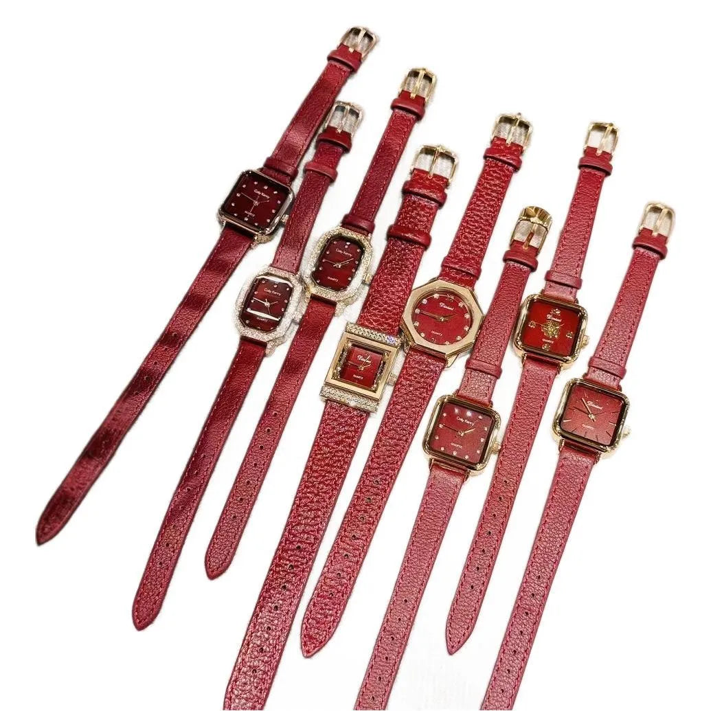 Women's alloy watch with Chinese-style design options like camellia and octagonal patterns, 8mm thick case.