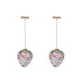 Red geometric strawberry-shaped alloy earrings with spot drill detailing for women