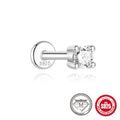 S925 sterling silver geometric stud earrings with petal diamond designs in platinum finish
