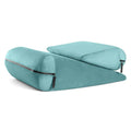High density sponge triangle wedge pillow with embroidery detail in choice of five colours.