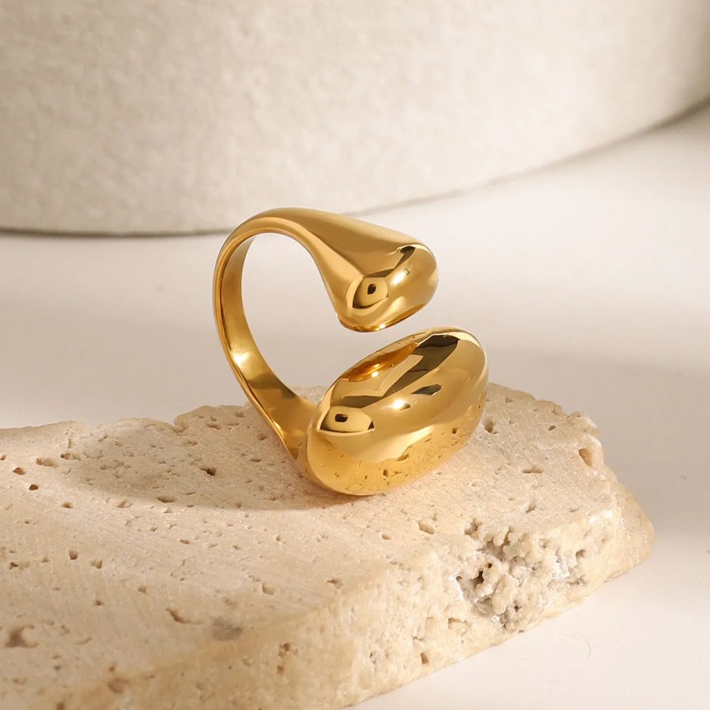 Stainless steel exaggerated geometric open ring with electroplated finish